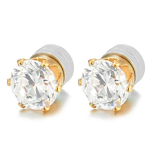 Steel:Gold;Cubic Zirconia:8MM