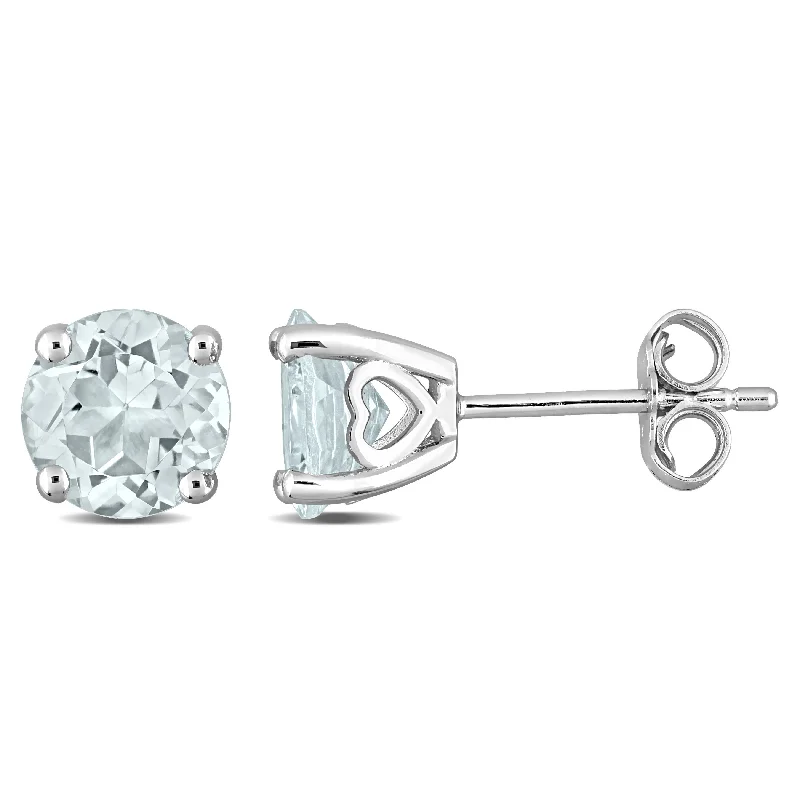 Stud Earrings for Engagement Party -Mimi & Max 2 1/3ct TGW Aquamarine Solitaire Stud Earrings in Sterling Silver