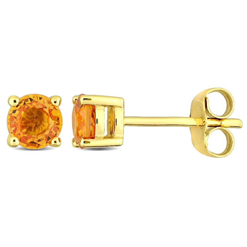 Stud Earrings for Party Look -Mimi & Max 7/8ct TGW Orange Sapphire Stud Earrings in 10k Yellow Gold