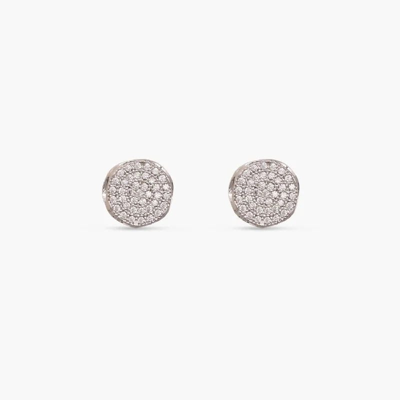 Vintage Stud Earrings with Patina -Minimalist CZ Stud Earrings