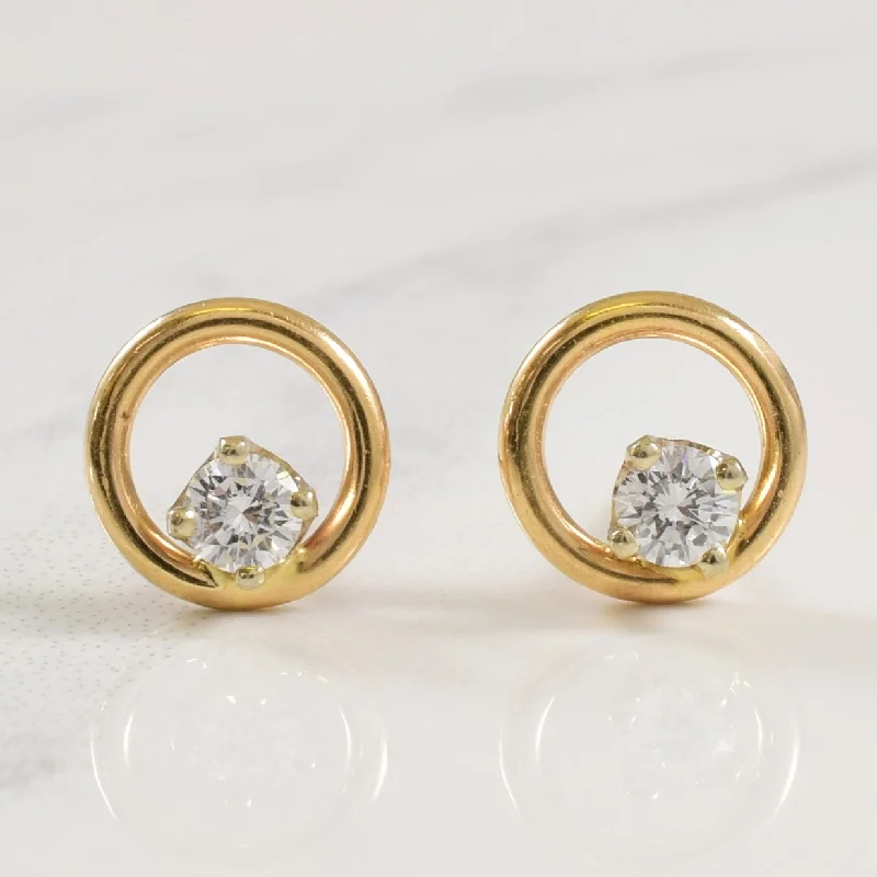 Stud Earrings for Evening Gown -Open Circle Diamond Stud Earrings | 0.20ctw |