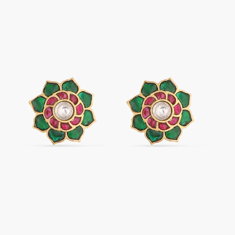 Adjustable Stud Earrings for Custom Fit -Padmika Kempu Jadau Stud Earrings