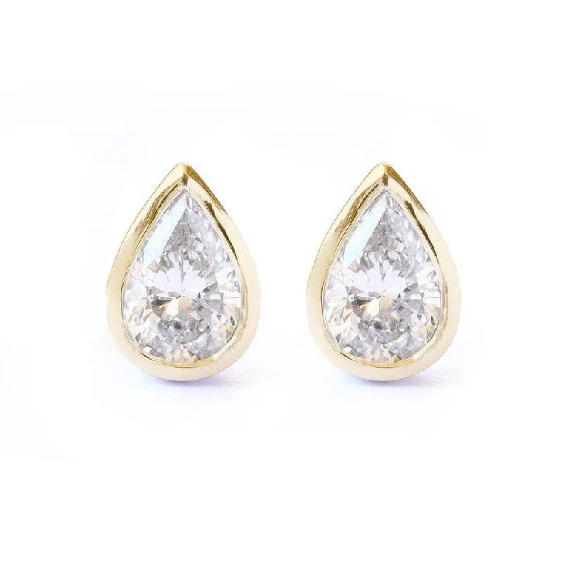 Stud Earrings with Knot Designs -Pear diamond dainty stud earrings ♥