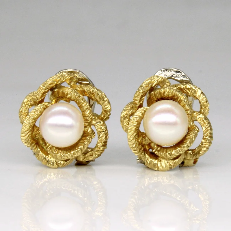 Stud Earrings with Wave Designs -Pearl Stud Earrings