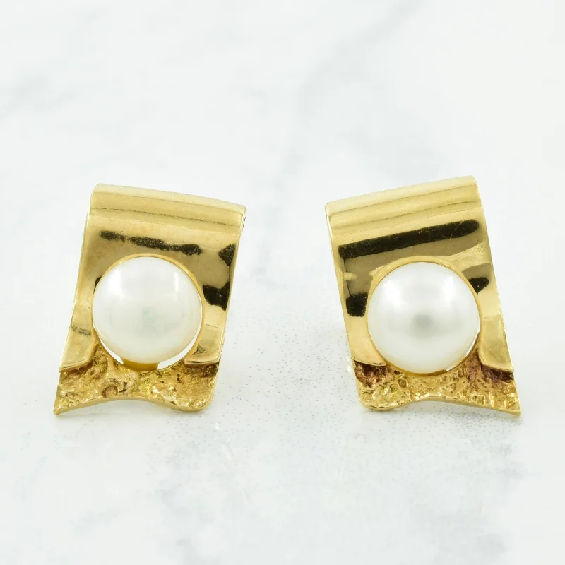 Stud Earrings for School Uniform -Pearl Stud Earrings | 3.20ctw |