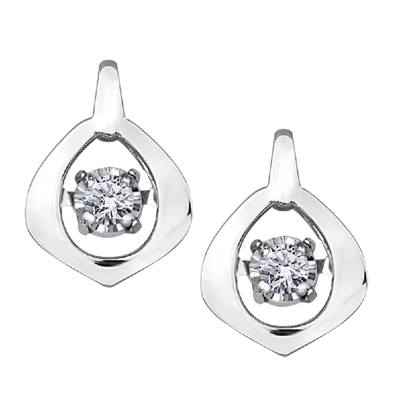 Retro Stud Earrings for Nostalgia -White Gold and Diamond Pulse Stud Earrings