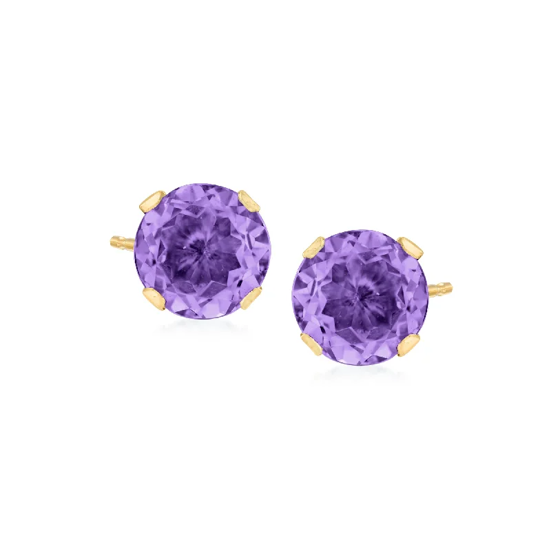 Ethnic Stud Earrings with Tribal Design -Ross-Simons Amethyst Stud Earrings in 14kt Yellow Gold