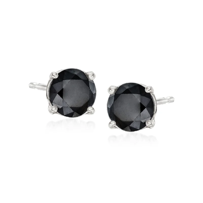 Stud Earrings with Animal Motifs -Ross-Simons Black Diamond Stud Earrings in 14kt White Gold