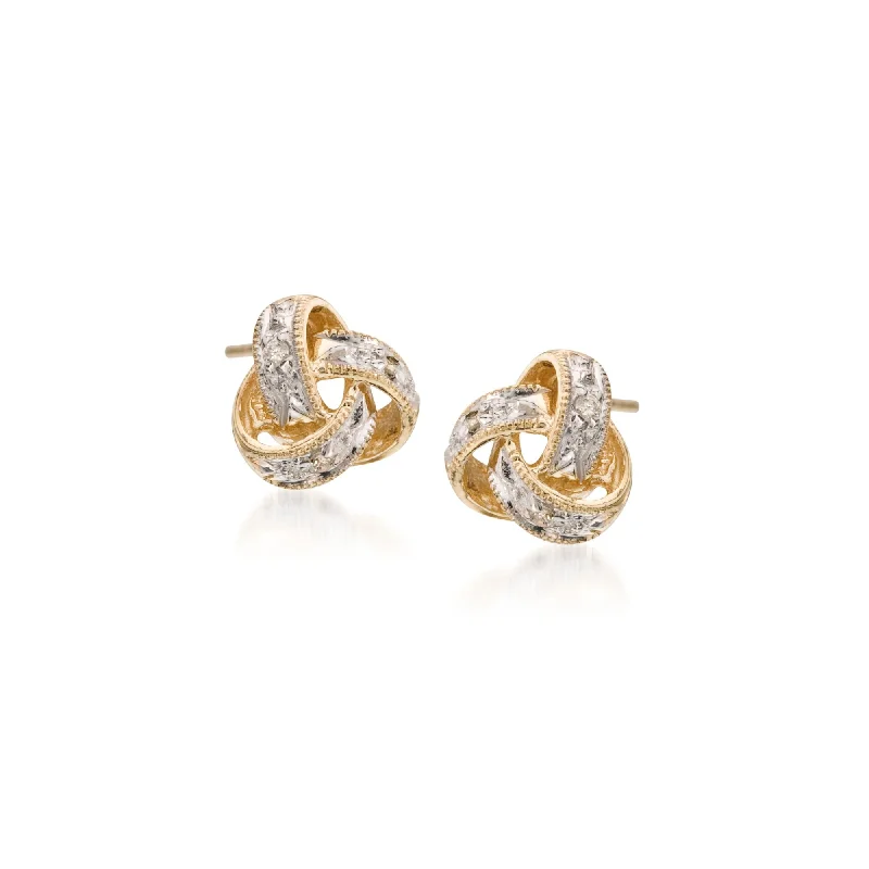 Stud Earrings for Formal Attire -Ross-Simons Diamond Love Knot Stud Earrings in 14kt Yellow Gold