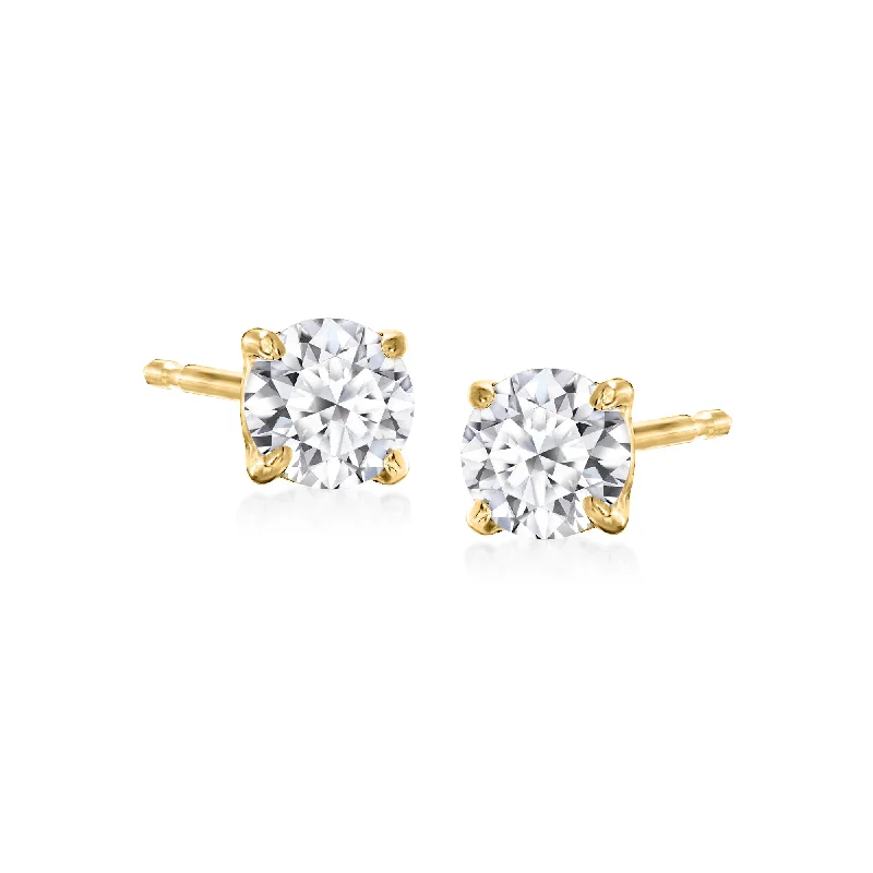 Crystal Stud Earrings for Sparkle -Ross-Simons Lab-Grown Diamond Stud Earrings in 18kt Gold Over Sterling