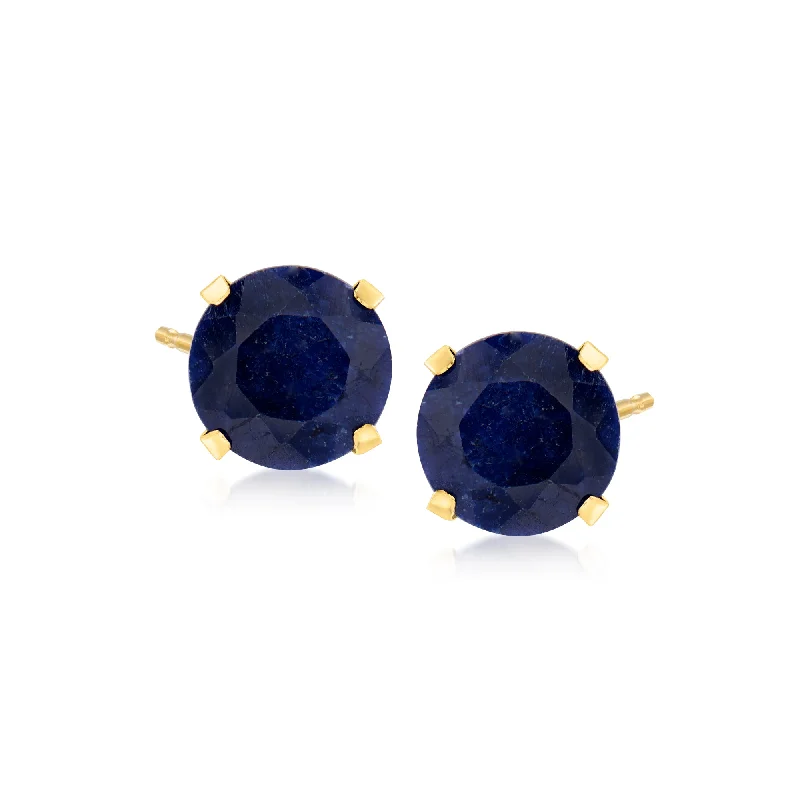 Magnetic Closure Stud Earrings for Easy -Ross-Simons Sapphire Martini Stud Earrings in 14kt Yellow Gold