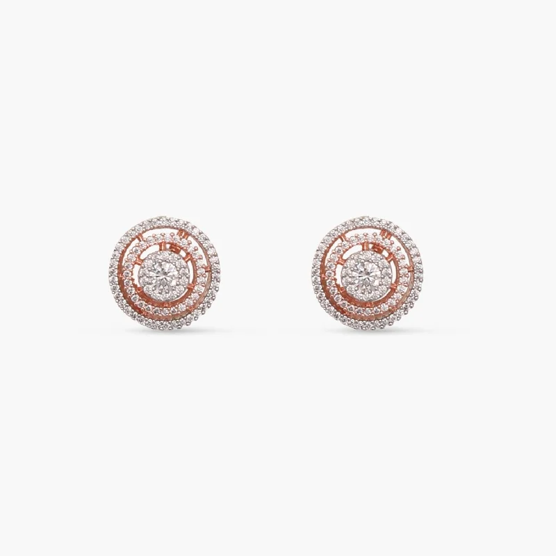 Bohemian Stud Earrings with Tassels -Round Ring CZ Stud Earrings