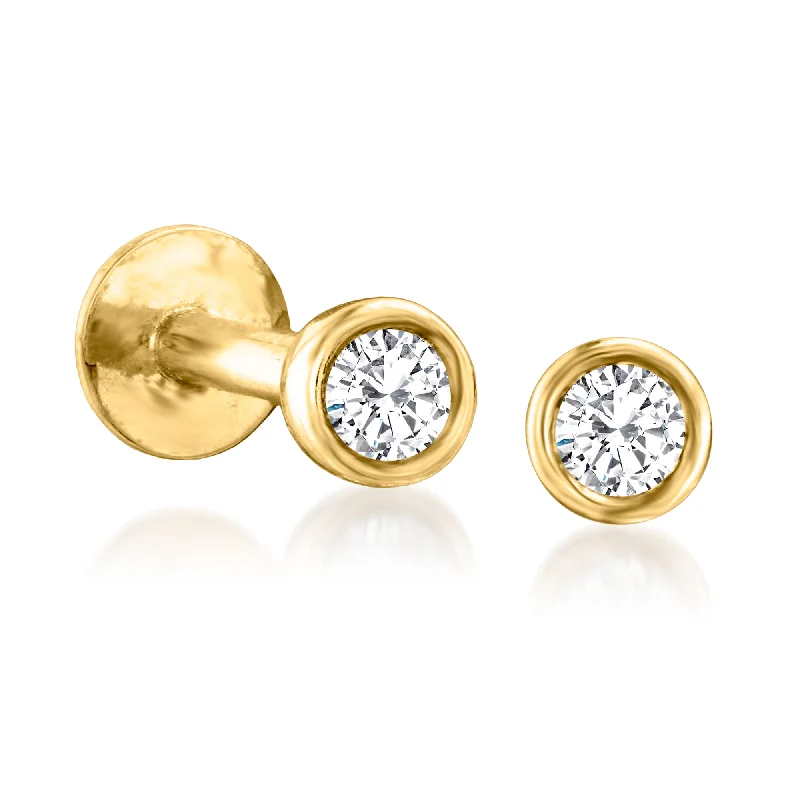 Stud Earrings for Party Look -RS Pure by Ross-Simons Bezel-Set Diamond Stud Earrings in 14kt Yellow Gold