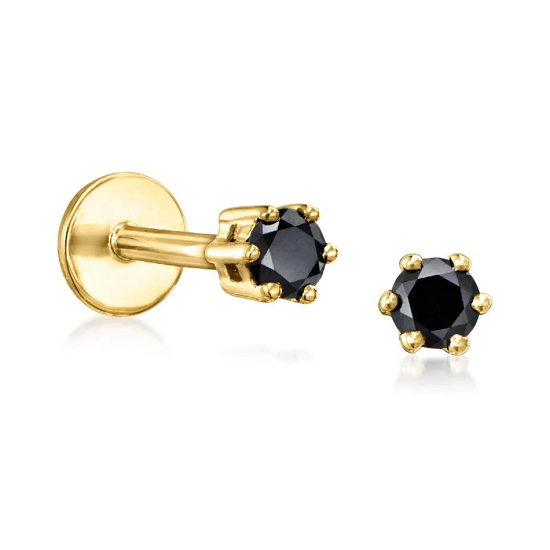 Diamond Stud Earrings for Luxury -RS Pure by Ross-Simons Black Diamond Stud Earrings in 14kt Yellow Gold