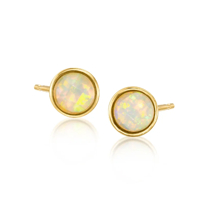 Oval Stud Earrings for Grace -RS Pure by Ross-Simons Opal Stud Earrings in 14kt Yellow Gold