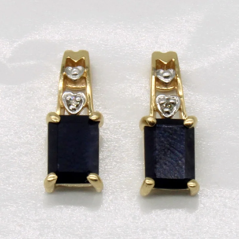 Stud Earrings for Formal Attire -Sapphire & Diamond Stud Earrings | 1.82ctw, 0.01ctw |