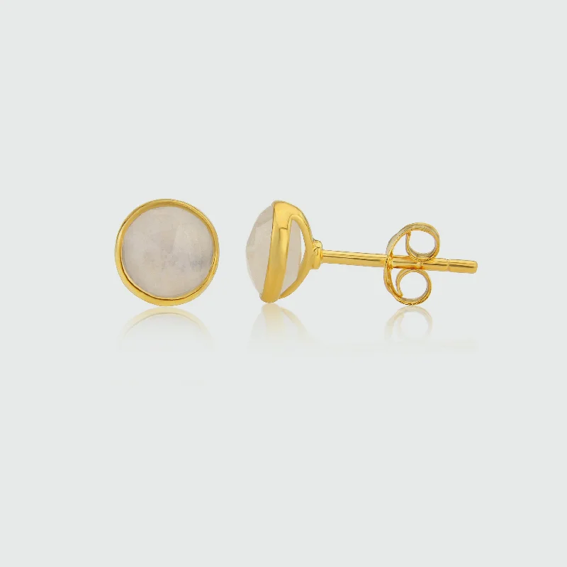 Minimalist Stud Earrings with Simplicity -Savanne Gold Vermeil & Moonstone Stud Earrings