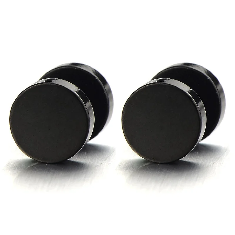 Stud Earrings with Rhinestones -Screw Stud Earrings Men, Stainless Steel Cheater Fake Ear Plugs Gauges Illusion Tunnel