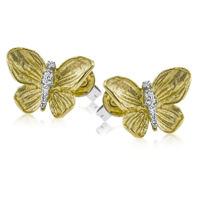 Double Stud Earrings for Impact -Simon G Diamond Monarch Butterfly Stud Earrings