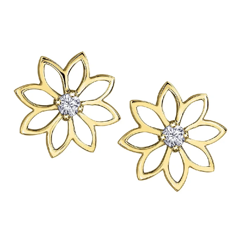 Gold Stud Earrings for Women -Spring Water Lily Canadian Diamond Stud Earrings