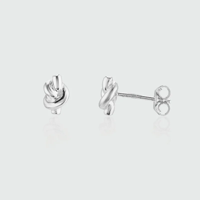 Leverback Stud Earrings for Comfort -St Ives Silver Knot Stud Earrings