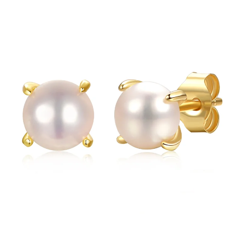 Stud Earrings with Leaf Motifs -Delphine Mini Classic Freshwater Pearl Stud Earrings