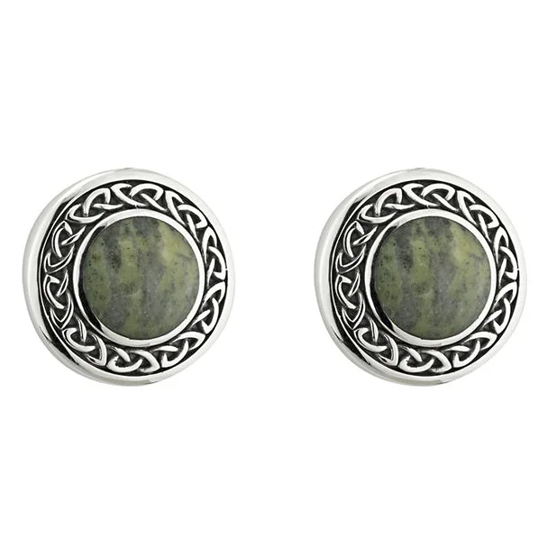 Stud Earrings for Shopping Trip -Celtic Knot Stud Earrings - Silver and Marble