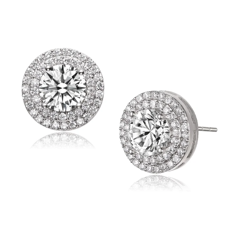 Geometric Stud Earrings for Trend -La Scène Double Halo Stud Earrings