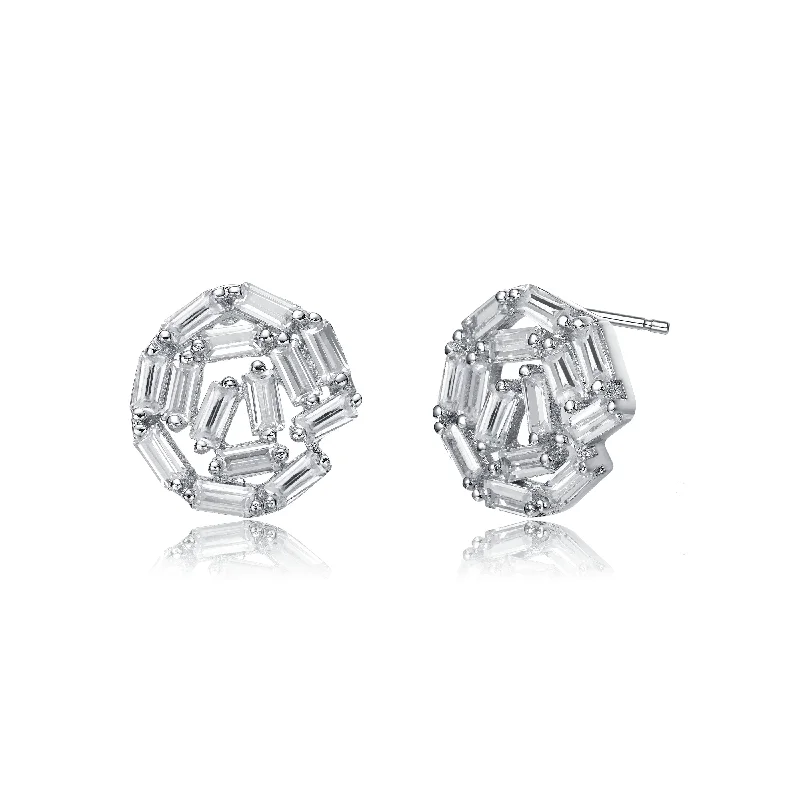 Stud Earrings with Filigree -Baguette Bundle Stud Earrings