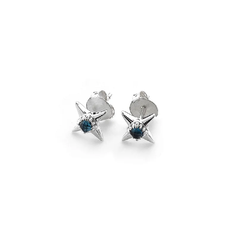 Stud Earrings with Crystals -Stolen Girlfriends Club Ninja Star Stud Earrings - Sterling Silver & London Topaz