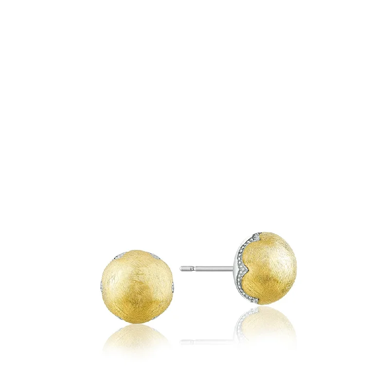 Stud Earrings for Anniversary -Tacori Brushed Gold and Silver Stud Earrings