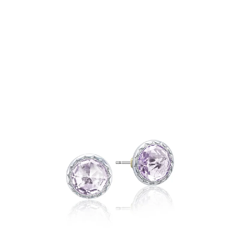 Retro Stud Earrings for Nostalgia -Tacori Crescent Embrace Rose Amethyst Stud Earrings