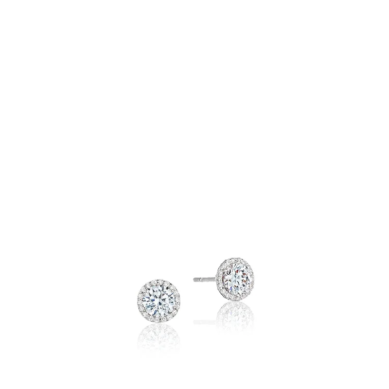 Stud Earrings for Casual Outfit -Tacori Diamond Halo Stud Earrings