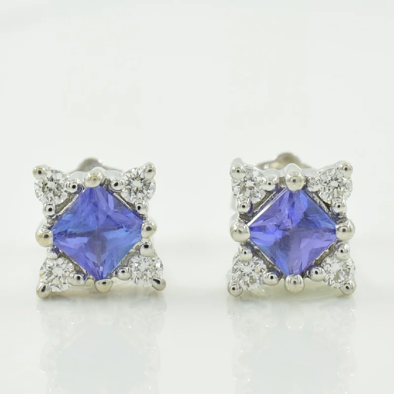 Star Shaped Stud Earrings for Charm -Tanzanite & Diamond Stud Earrings | 0.44ctw, 0.16ctw |