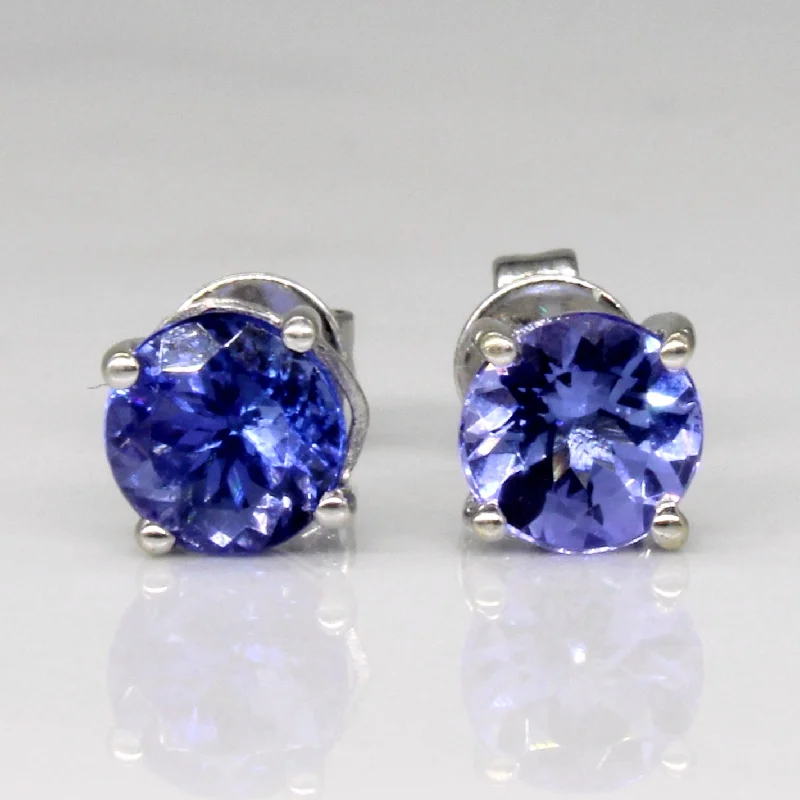 Stud Earrings with Vine Designs -Tanzanite Stud Earrings | 1.00ctw |