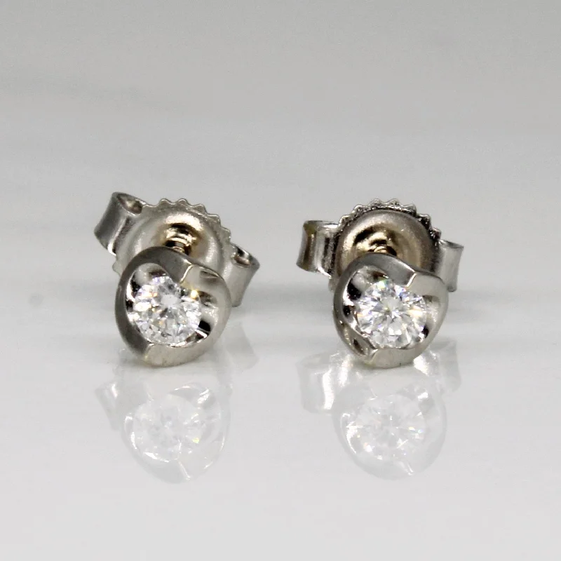 Silver Stud Earrings for Men -Tension Set Diamond Stud Earrings | 0.10ctw |