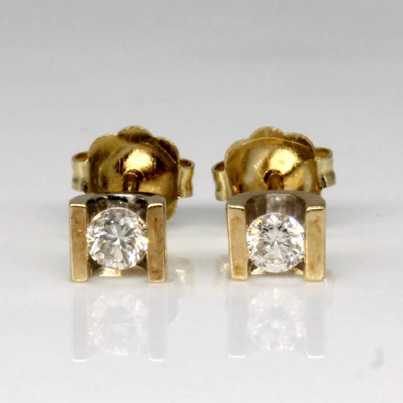 Stud Earrings with Pearls and Diamonds -Tension Set Diamond Stud Earrings | 0.15ctw |