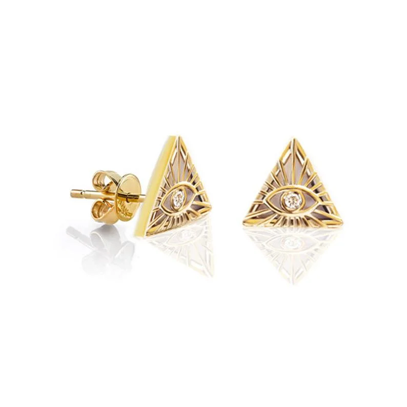 Stud Earrings with Matte Finish -The all seeing Eye Talisman Diamond Stud Earrings