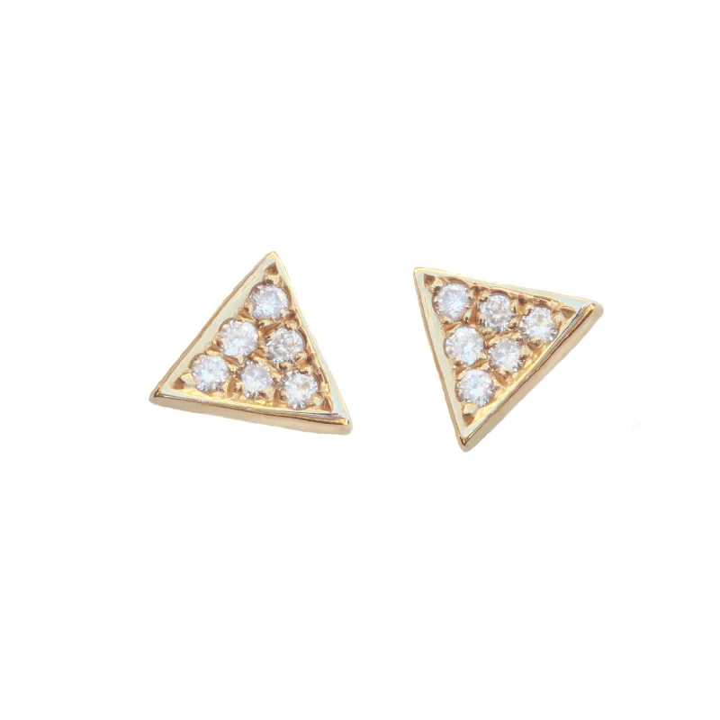 Gemstone Stud Earrings for Color -Tiny Triangle Diamonds Stud Earrings