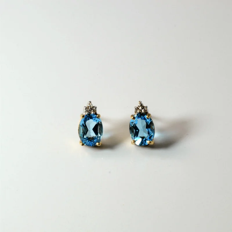 Stud Earrings for Valentine's Day -Topaz & Diamond Stud Earrings | 2.50ctw | 0.03ctw |