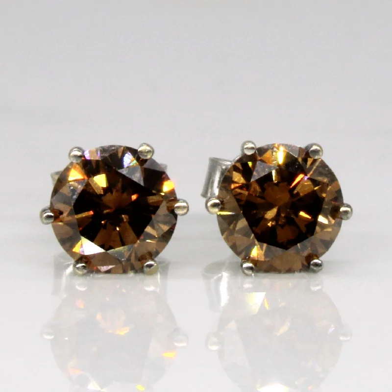 Stud Earrings for Casual Outfit -Vivid Brown Diamond Stud Earrings | 2.00ctw |