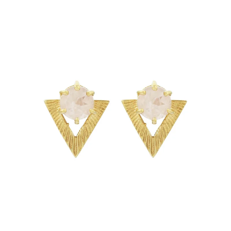 Lightweight Stud Earrings for All Day -Zoe & Morgan Violet Stud Earrings - Gold Plated & Rose Quartz