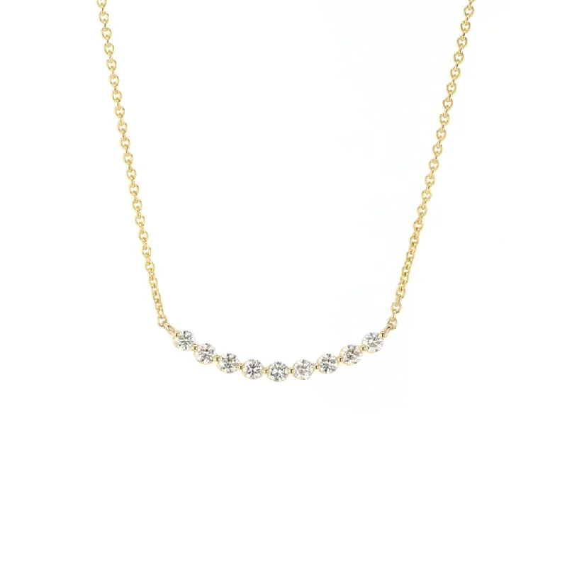 Stunning necklaces and pendants with ruby and diamond combinations for a luxurious effect-0.64 ctw Diamond Curved Bar Necklace