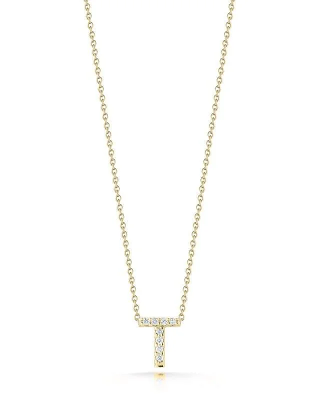 Best necklaces and pendants with gemstone clusters for a bold and colorful effect-18KT GOLD ROBERTO COIN "T" INITIAL NECKLACE