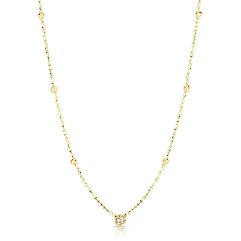 Beautiful necklaces and pendants with moonstone for an ethereal, mystical appearance-18KT GOLD ROBERTO COIN BEAD CHAIN DIAMOND NECKLACE.