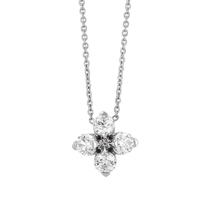 Fashionable necklaces and pendants with birthstones for a personalized gift idea-18KT GOLD ROBERTO COIN DIAMOND FLOWER NECKLACE.