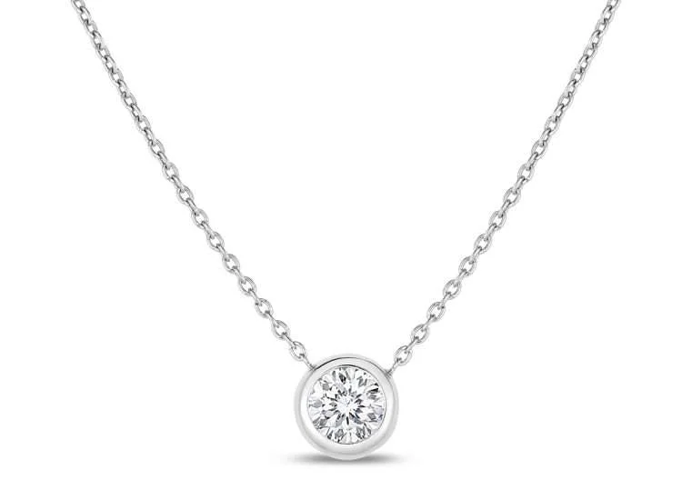 Personalized necklaces and pendants with initials for a customized and meaningful gift-18KT GOLD ROBERTO COIN DIAMOND SOLITAIRE NECKLACE.