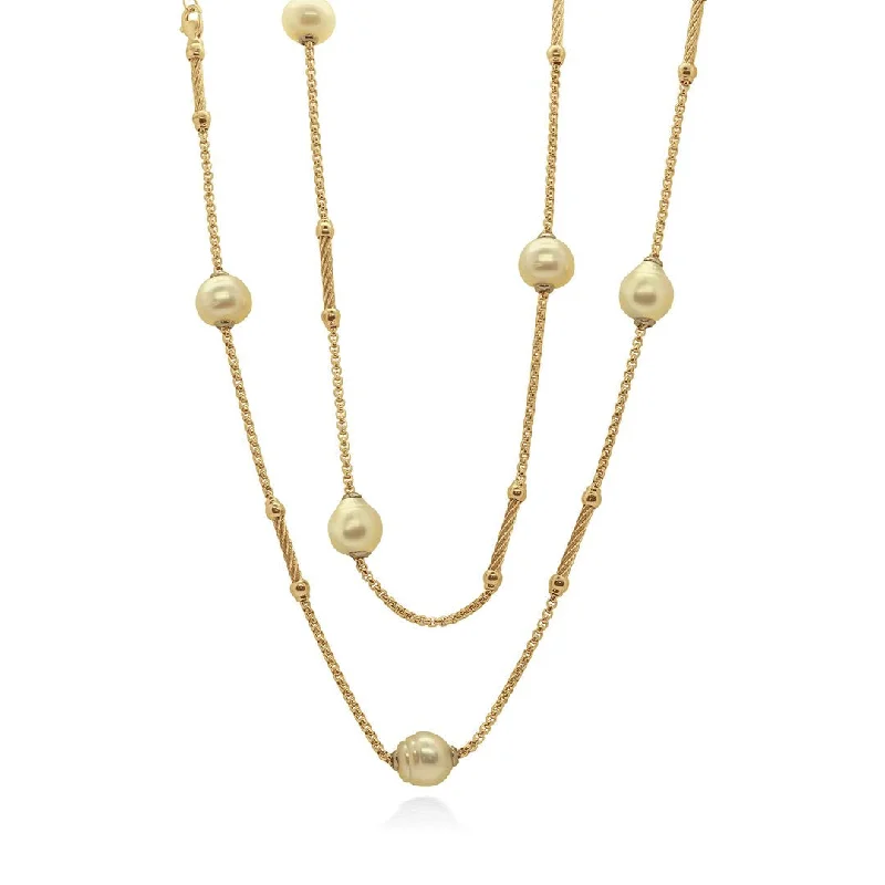 Beautiful necklaces and pendants with natural stones for an earthy, organic vibe-36" Pearl & Cable Necklace