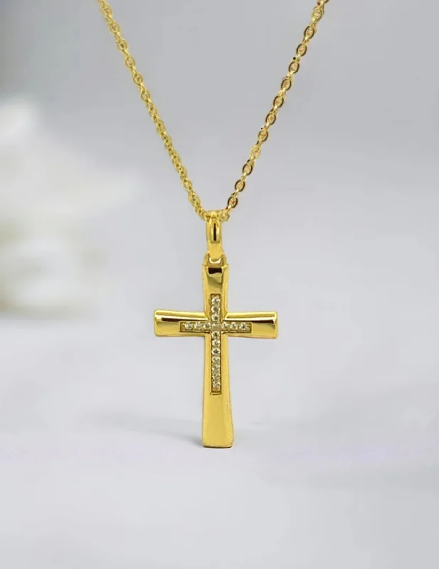 Necklaces and pendants with clear quartz for a pure and radiant look-Adeline Cross Necklace