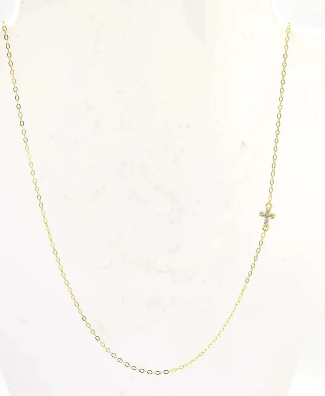 Beautiful necklaces and pendants with moonstone for an ethereal, mystical appearance-Amelia Danity Side Cross Necklace